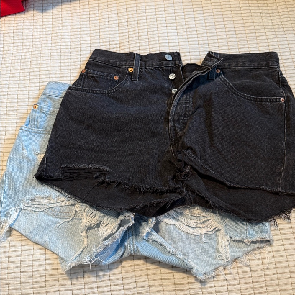 Levi's Black and Light Blue Jean Shorts